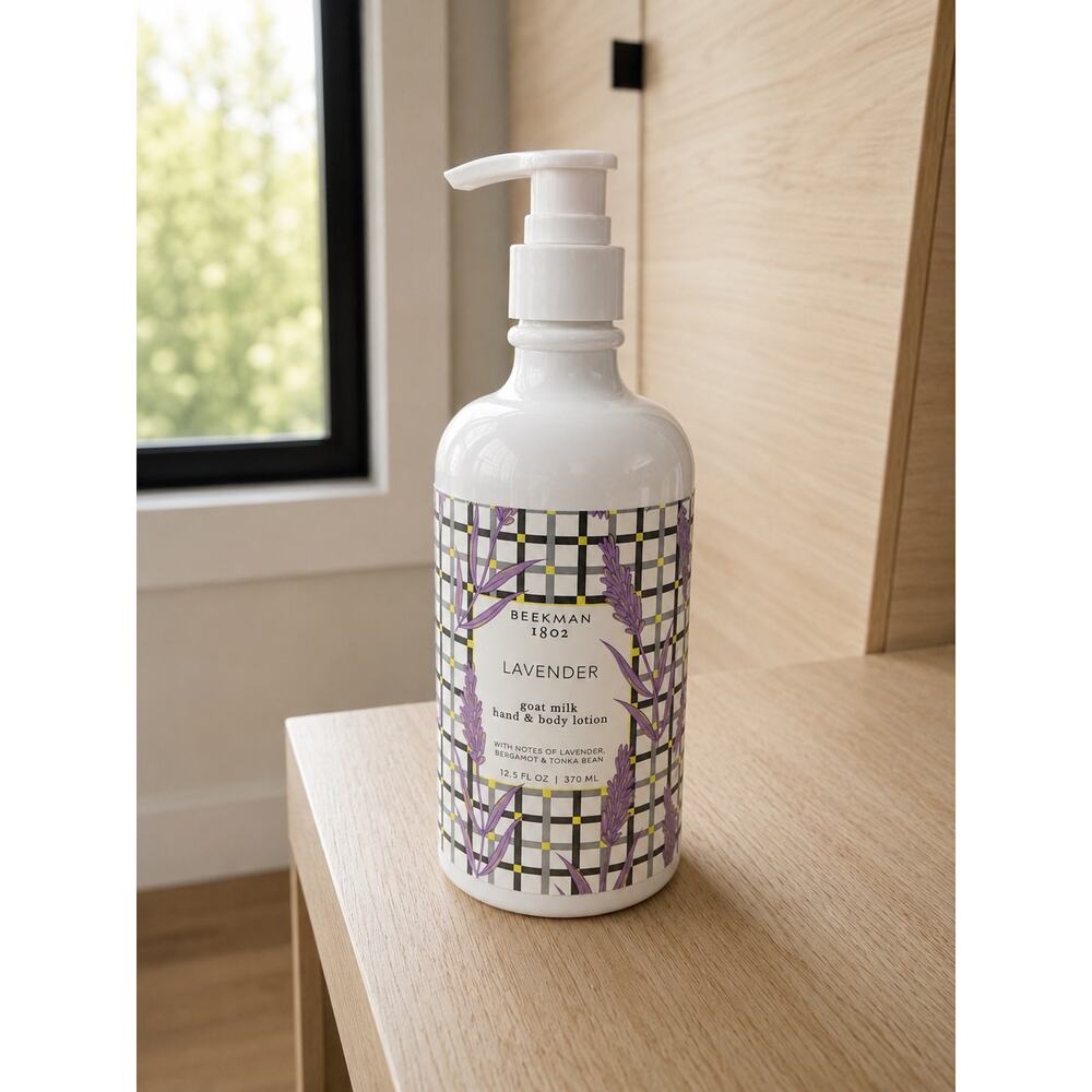 $28 New Beekman 1802 Lavender Goat Milk Hand & Body Lotion, full size 12.5 fl oz